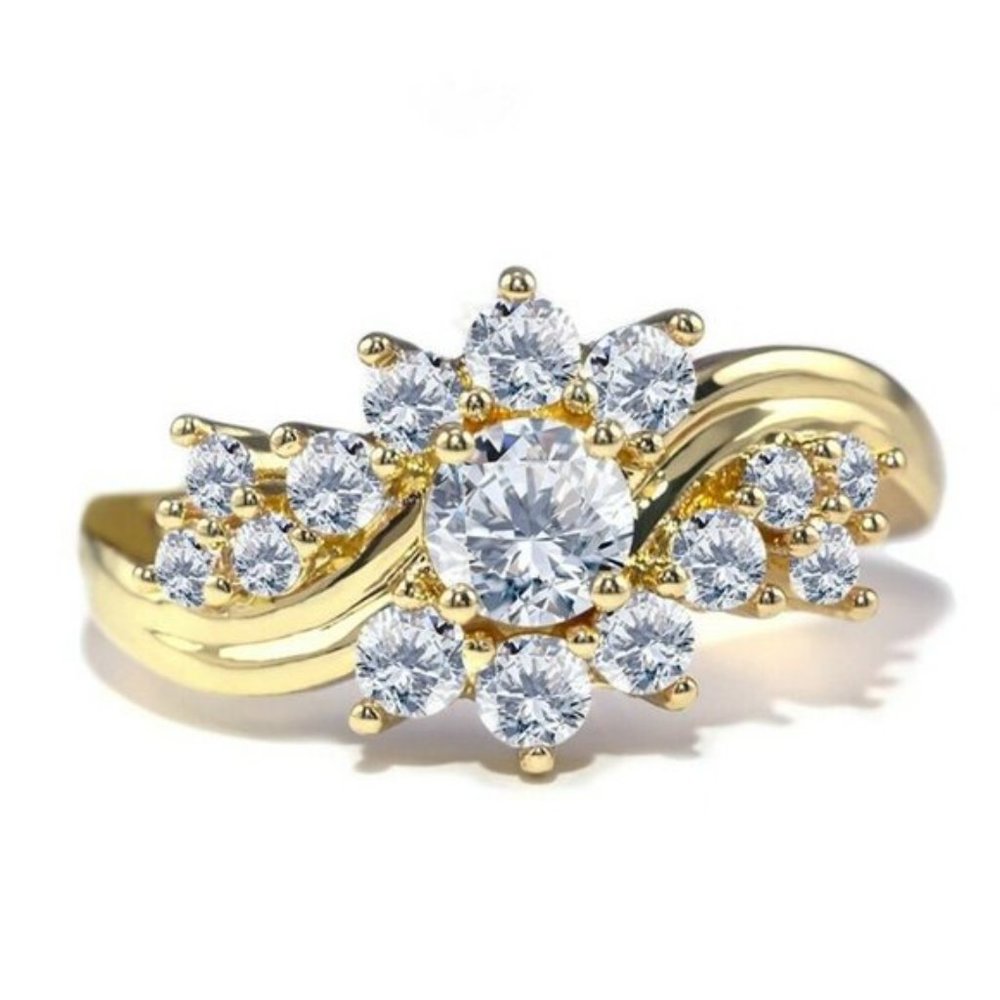 Yellow Gold White Sapphire Ring - Picture 3 of 8